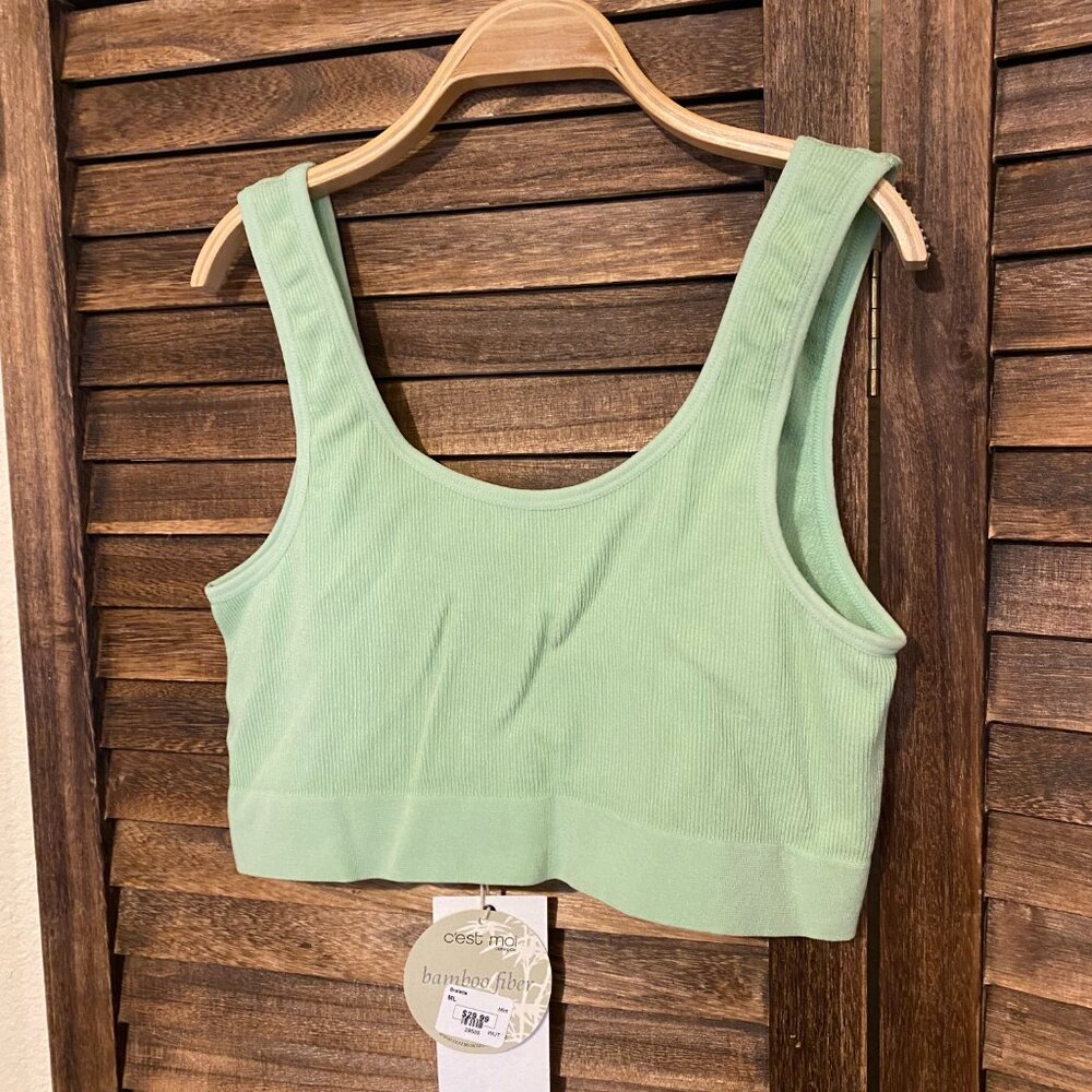 C'est Moi Ribbed Reversable Bamboo Bralette "Mint"
